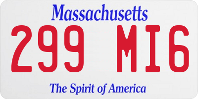 MA license plate 299MI6