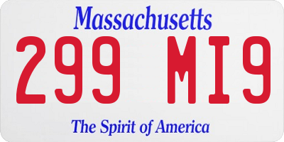 MA license plate 299MI9