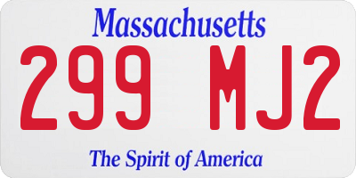 MA license plate 299MJ2