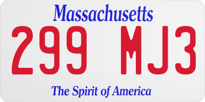 MA license plate 299MJ3