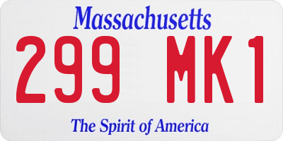 MA license plate 299MK1