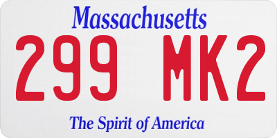 MA license plate 299MK2