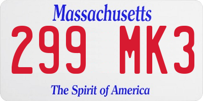 MA license plate 299MK3
