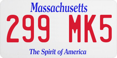 MA license plate 299MK5
