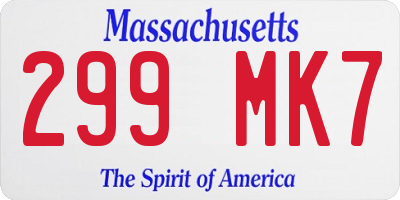 MA license plate 299MK7