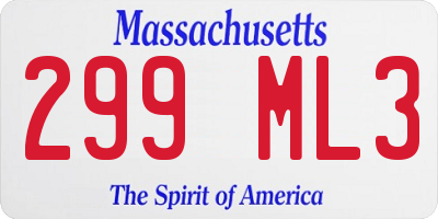 MA license plate 299ML3