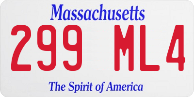 MA license plate 299ML4