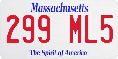 MA license plate 299ML5