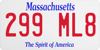 MA license plate 299ML8