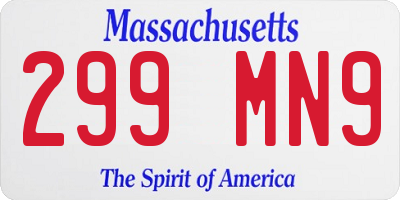MA license plate 299MN9