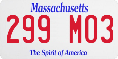 MA license plate 299MO3