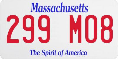 MA license plate 299MO8