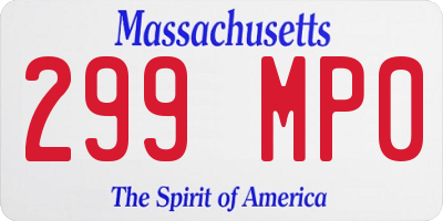 MA license plate 299MP0