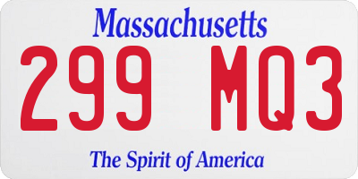 MA license plate 299MQ3