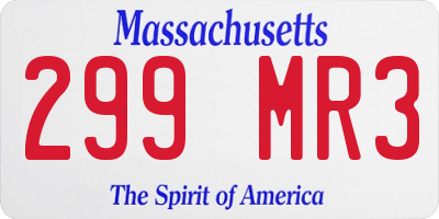 MA license plate 299MR3