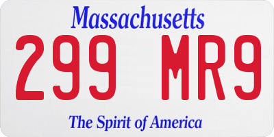 MA license plate 299MR9