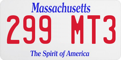 MA license plate 299MT3