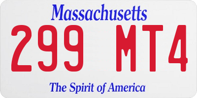 MA license plate 299MT4