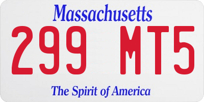 MA license plate 299MT5