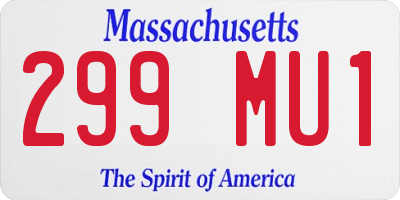 MA license plate 299MU1