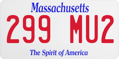 MA license plate 299MU2