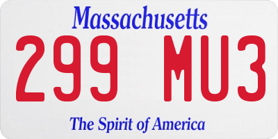 MA license plate 299MU3
