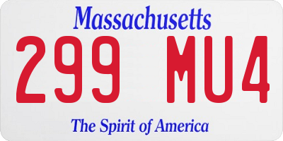 MA license plate 299MU4