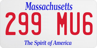MA license plate 299MU6