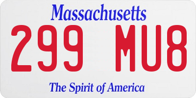 MA license plate 299MU8
