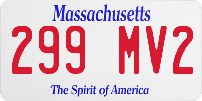 MA license plate 299MV2