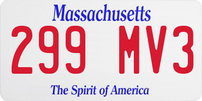 MA license plate 299MV3