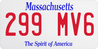 MA license plate 299MV6