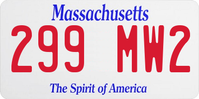 MA license plate 299MW2
