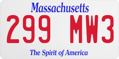 MA license plate 299MW3