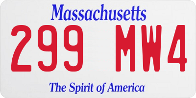MA license plate 299MW4