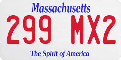 MA license plate 299MX2