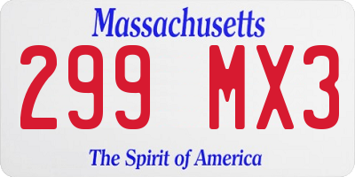 MA license plate 299MX3