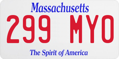 MA license plate 299MY0