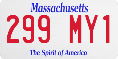 MA license plate 299MY1