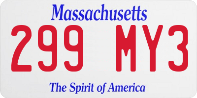 MA license plate 299MY3