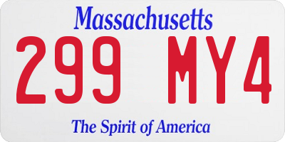 MA license plate 299MY4