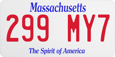 MA license plate 299MY7
