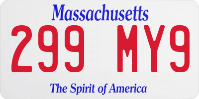 MA license plate 299MY9