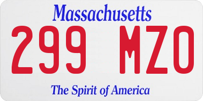 MA license plate 299MZ0