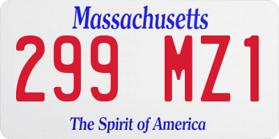 MA license plate 299MZ1
