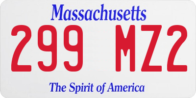MA license plate 299MZ2