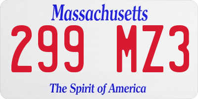 MA license plate 299MZ3