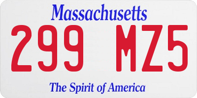 MA license plate 299MZ5