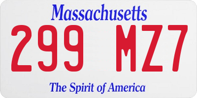 MA license plate 299MZ7