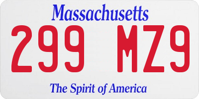MA license plate 299MZ9